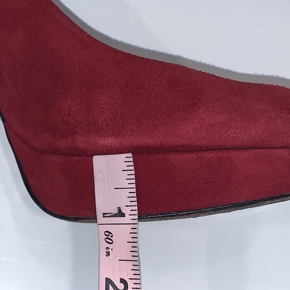 Stuart Weitzman Burgundy Red Suede Platform heels size 8M - Picture 15 of 16
